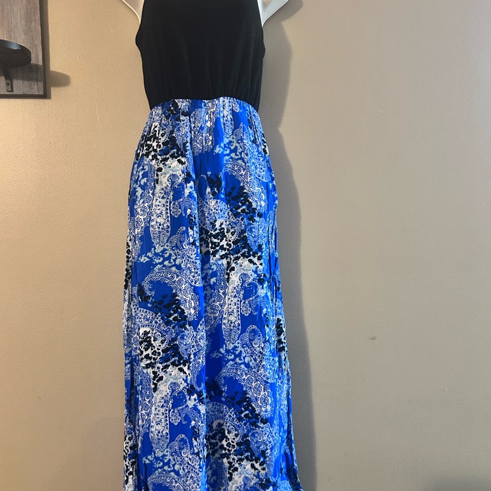 Faded Glory Black and Blue Maxi Skirt